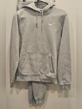Nike Light Gray Hoodie and Joggers with Swoosh